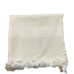 Lanvin Paris 100% Silk‎ Ivory Fringe End Scarf Appr 51”x28”